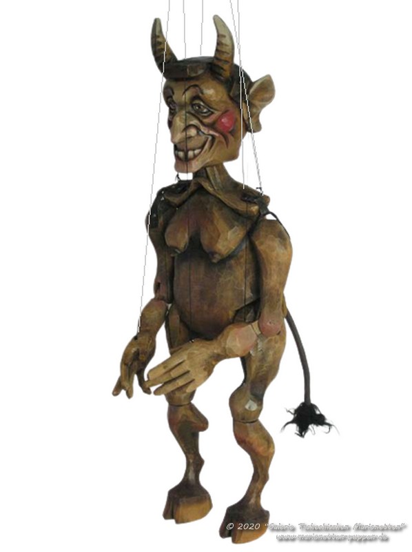 Teufel Krampus Holzmarionette  