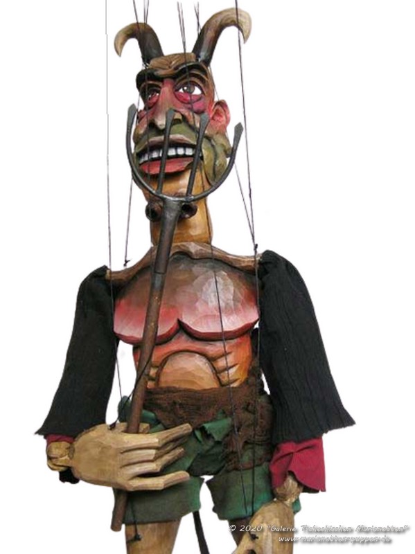 Teufel Krampus Holzmarionette  