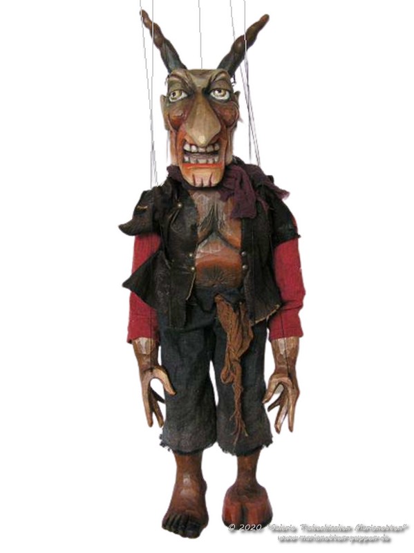 Teufel Krampus Holzmarionette  