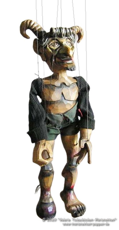 Teufel Krampus Holzmarionette