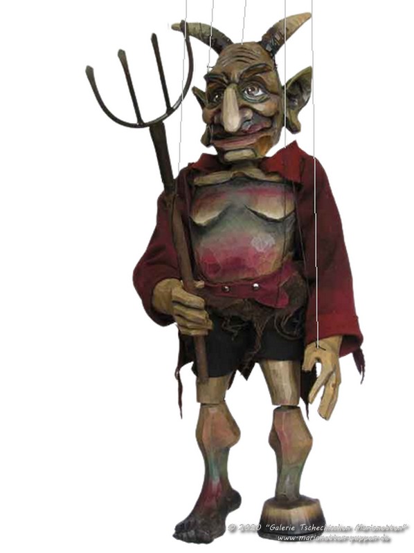 Teufel Krampus Holzmarionette  