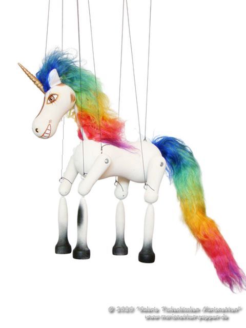 Einhorn Holzmarionette