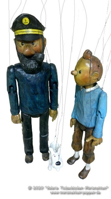 Haddock und TinTin marionetten aus holz