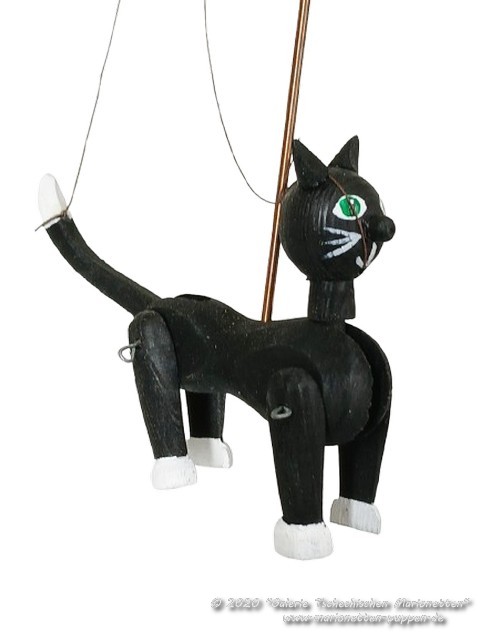 Kater Schwarz holz marionette