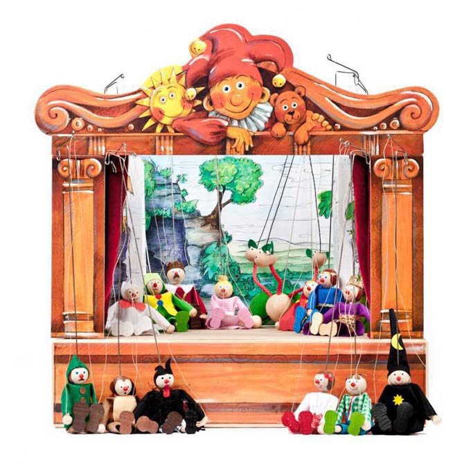 Familie Puppentheater und 14 marionetten